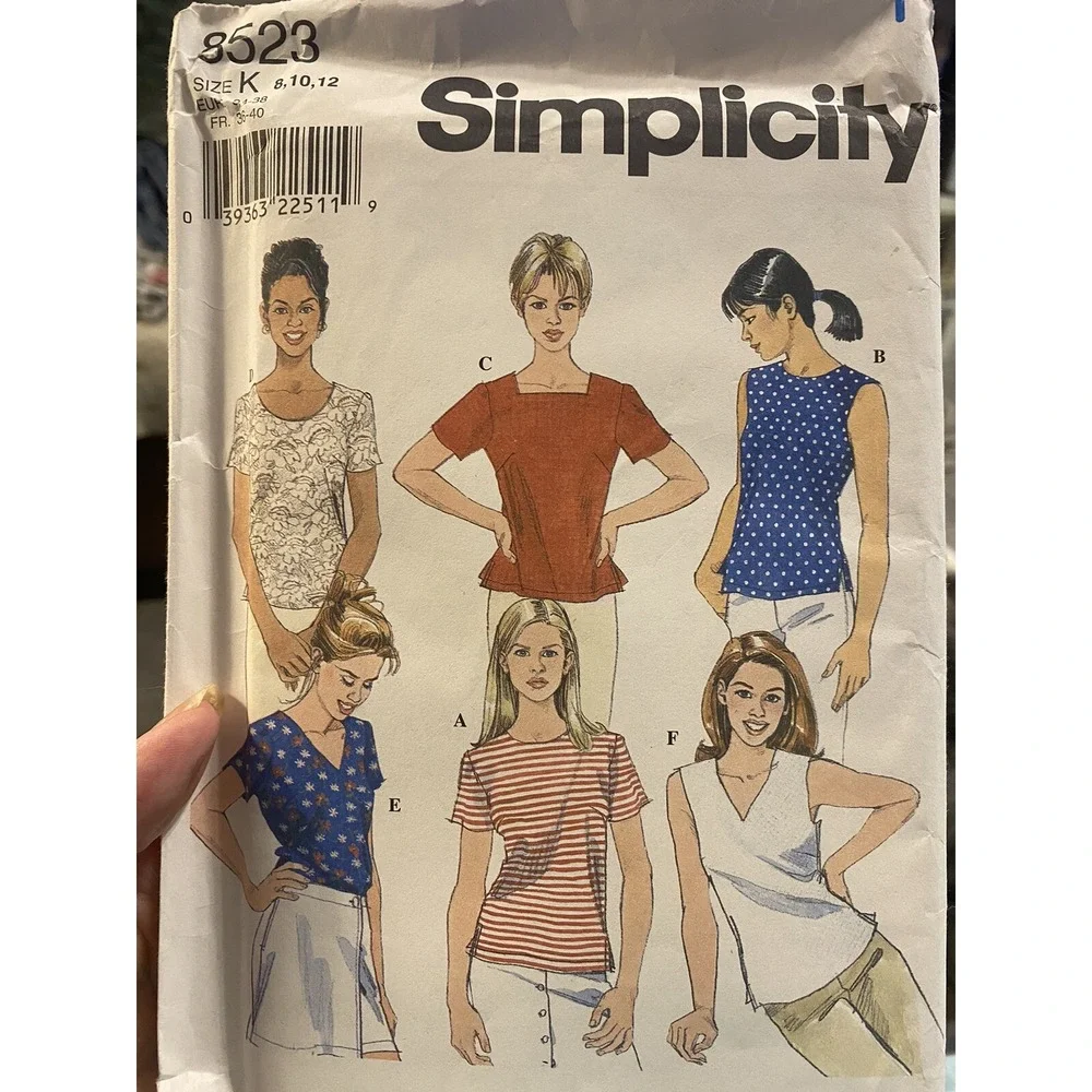 Vintage Simplicity 8523 Ladies Blouse Sewing Pattern Size 8-12 Uncut Misses Tops